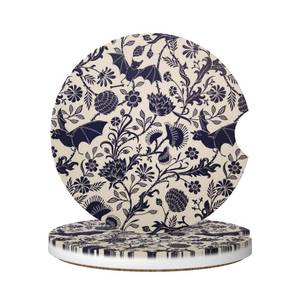 lot 120 image: Car Coasters for Cup Holders, 2 Pack Absorbent Ceramic Anti Slip Universal Car Interior Accessories 2.56 Inch Cup Coaster for Women Men - Bat Flower