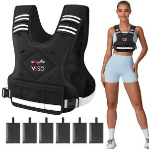 lot 123 image: VBSD Adjustable Weighted Vest for Women Men 4-10lb Vest with 6 Ironsand Weights Body Weight Vest with Reflective Strip for Running Walking Strength Training Workouts - Retail $20