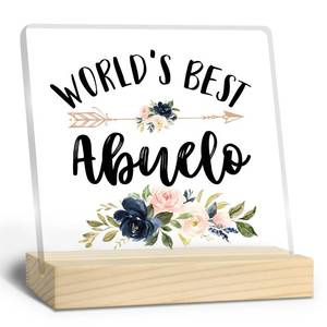 lot 124 image: Nitelat Abuelo Gifts, Gifts for Abuelo, Worlds Best Abuelo Acrylic Plaque, Best Grandpa Gifts, Grandpa Gifts from Grandkids, Gifts for Grandpa Acrylic Sign Desk Table Shelf Decor - Retail $6