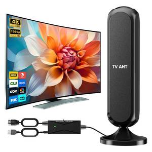 lot 129 image: WERCHTAY Digital Indoor TV Antenna for Smart TV - 4K 1080p HD Local Channels with Signal Booster - High Gain Compact Antenna (Style Column) - Retail $11