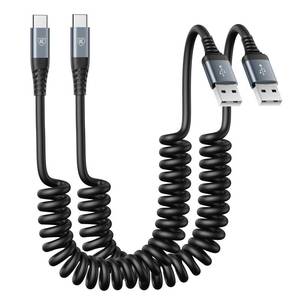 lot 142 image: USB Type C Charger Cable Fast Charging, 2-Pack, 3ft Coiled USB A to Type C Charger Cord for Car USB-C Cable Compatible with iPhone 171615PlusProPro MaxSamsung Galaxy A10e A20 A50 S20 S10E - Retail $17