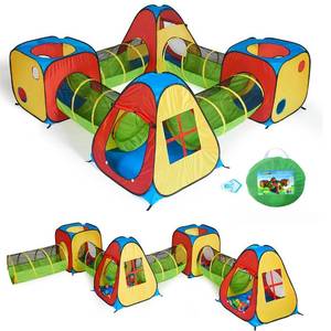 UTEX 8 in 1 Pop Up Children Play Tent House with 4 Tunnel, 4 Tents for Boys, Girls, Babies and Toddlers for Indoor and Outdoor Use - Retail: $76
