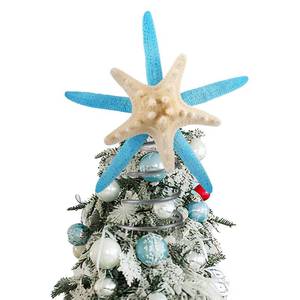 lot 162 image: Soulchen Christmas Starfish Tree Topper Coastal Christmas Tree Decor 8.3 Inch Beach Starfish Treetop Decoration Blue and White Coastal Xmas Treetop Ornament for Sea Beach Themed Xmas Home Decor