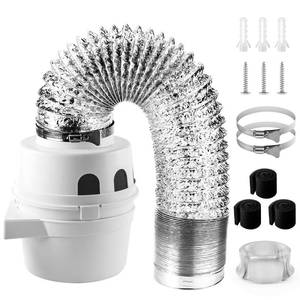 lot 164 image: UPGRADEDCenipar TDIDVKZW Indoor Dryer Vent Kit Filter 3 In 1 Filter Bucket with 4 Inch 5 Feet Proflex Ducting Hose for Electric Dryers,White - Retail $23