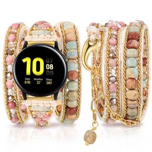 lot 174 image: Otuuz 20mm Handmade Beaded Watch Bracelet Band Compatible with Samsung Galaxy Watch 4 40mm 44mm 4 Classic 42mm 46mm Watch 3 41mm Active 2 Replacement Wristband for Women Men(Beige Series) - Retail $15