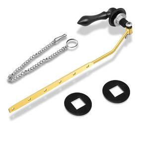 lot 182 image: Boltigen Universal Front Mount Toilet Handle, Toilet Trip Lever Handle Replacement with Stainless Steel Flapper Chain, Black Toilet Tank Flush Handle Lever for Most Toilets - Retail $16