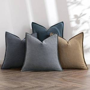 lot 183 image: MIULEE Neutral Navy Linen Pillow Covers Pack of 4 Decorative Natural Throw Pillow Covers Soft Accent Boho Farmhouse Couch Pillowcases Coastal Home Decor for Living Room Bed Sofa 20x20 Inch - Retail $114