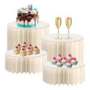 lot 187 image: FuGuiHui 4pack Buffet Risers Large Food Risers for Buffet Table Acrylic Riser Display Stands Tall Cake Stands Cylinder Stand Display Stand Shelf for Party, Catering, Jewelry(COLORwhite) - Retail $13