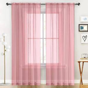 lot 190 image: SpaceDresser Sheer Voile Window Treatment Rod Pocket Curtain Panels for Kitchen Bedroom Living Room Drapes Sunlight Filtering Privacy Semi Home Decor Assorted Colors Sizes (Blush, 52 W x 84 L) - Retail $10
