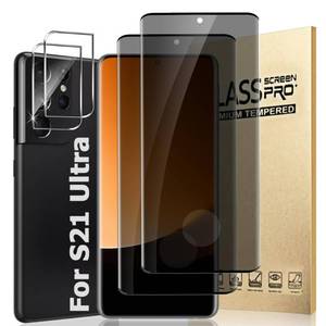 lot 193 image: ONE Pack Galaxy S21 Ultra Privacy Screen Protector and 1 Pack Camera Lens Protector, 9H Hardness Anti-Spy Tempered Glass, Fingerprint Compatible, 3D Full Coverage, Bubble Free, Anti Scratch (6.8 Inch) - Retail $13