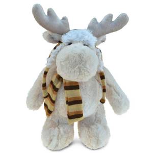 lot 198 image: DolliBu Plush Standing Moose Stuffed Animal - Soft Plush Huggable Moose with Brown Hat & Neck Scarf, Adorable Plush Toy, Wild Life Cuddle Gifts for Kids & Adults - 13.5 Inches - Retail $22