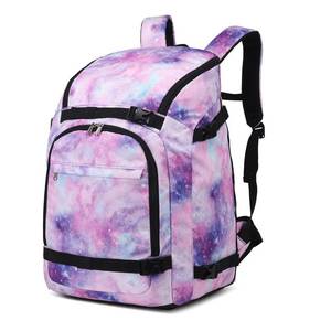 lot 209 image: Octsky Ski Boot Bag, 50L Ski Travel Backpack for Snowboard Gear, Helmet, Goggles, Gloves & Accessories, Galaxy Purple