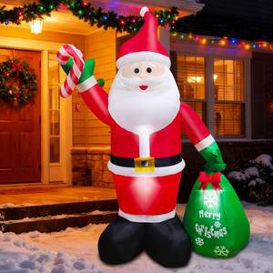 lot 215 image: 8 FT Christmas Inflatable Santa Claus Outdoor Decorations, Durable Blow Up Santa Claus with Gifts Bag, Built-in LED Light, Xmas Outside Decor for Garden Patio Lawn Home Indoor Winter Holiday Party - Retail $37