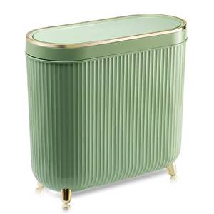 lot 228 image: Supteron Bathroom Trash Can with Lid 3.2 Gallon Narrow Trash Can Small Plastic Trash Bin 12 Liter with Press Type Lid for Bedroom Bathroom, Mint Green - Retail $40