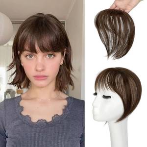 lot 231 image: Cephermer Bangs Hair Clip in Bangs 360°3D Cover Hair Topper Synthetic HairPieces for Women Medium Brown Wispy Fake Bangs Toppers for Daily Wear