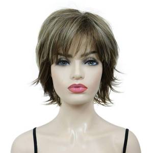 lot 235 image: Lydell Short Layered Shaggy Full Synthetic Wig Wigs 12TT26 Brown Highlights - Retail $21