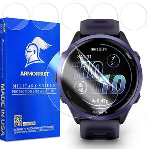 lot 262 image: ArmorSuit 6 Pack for Garmin Forerunner 570 (47mm) Screen Protector MilitaryShield HD Clear Film - Made in USA - Retail $10