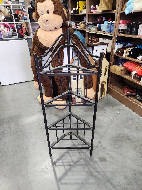 lot 4377 image: 4-Tier Metal Corner Shelf Unit