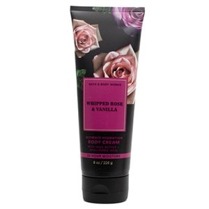 lot 4590 image: Bath & Body Works WHIPPED ROSE & VANILLA 24 Hour Moisture Shea Body Cream 8oz