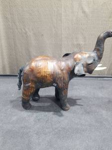 lot 4626 image: Vintage Leather Elephant - Glass Eyes
