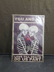 lot 4741 image: Skeleton Lovers Metal Sign