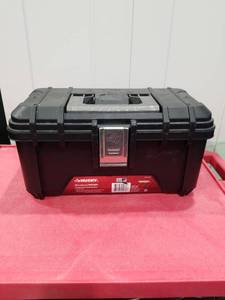 lot 3046 image: 16 in.W Black Plastic Portable Hand Tool Box with Metal Latches
