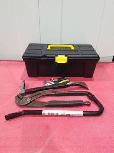 lot 3096 image: Tool Set with Storage Box - Husky Pry Bar and Wrenches