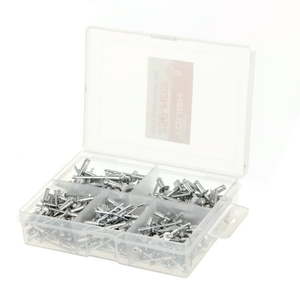 lot 3137 image: Hyper Tough 250 Piece Assorted Size Aluminum Rivets in Divided Plastic Storage Case TN75129A