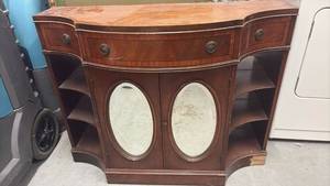 lot 58964 image: Traditional Mahogany Sideboard with Oval Mirror Doors - Retail $375