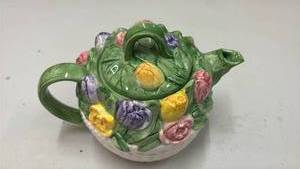 lot 58995 image: Floral Ceramic Basket with Spring Flowers - Retail $25