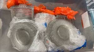 lot 59019 image: Clear Glass Snackplate Set with Textured Pattern - Retail $25