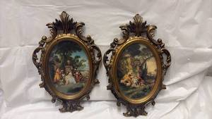 lot 59024 image: Italian Rococo Style Framed Garden Scene Prints - Retail $175