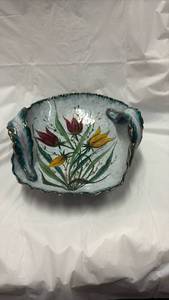 lot 59036 image: Hand Painted Floral Decorative Bowl - Retail $45
