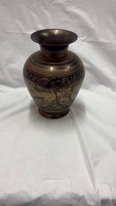lot 59043 image: Decorative Brass Bird Motif Vase - Retail $45