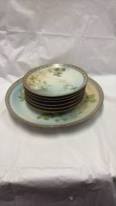 lot 59053 image: German Porcelain Rose Plates Set - Retail $75