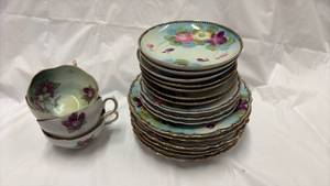 lot 59054 image: Hand Painted Floral Porcelain Tea Set - Retail $85