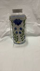 lot 59066 image: Papel Giftware Blue Floral Milk Can - Retail $24