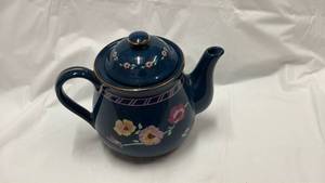 lot 59070 image: Japanese Navy Blue Floral Teapot - Retail $35