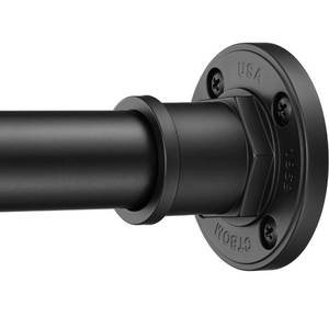 lot 5692 image: BRIOFOX Industrial Shower Curtain Rod - 2-in-1 Design Tension Curtain Rod - Never Rust Non-Slip 43 to 72 Inch Stainless Steel, Matte Black Window Curtain Rod