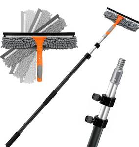 lot 5693 image: 20 Ft High Reach Window Squeegee with 5-12Ft Extra-Thick Aluminum Telescopic Extension Pole 14 Extra-Large 2-in-1 Window Cleaner Tool Window Washer for IndoorOutdoor Window,RV,Truck