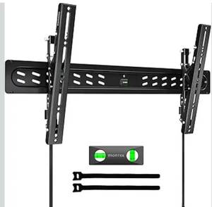 lot 5695 image: monTEK Ultra Slim Tilting TV Wall Mount Bracket for 43-95 Flat &amp Curved TVs, 1.2 Low Profile, Anti-Glare Tilt, Holds 150 lbs, Supports VESA 800x400, Fits 16182432 Studs