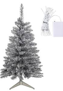 lot 5710 image: Silver Small Christmas Tree��Mini Artificial Christmas Tree with Lights for Office,Desk,Indoor, Outdoor, Holiday Xmas Party Decoration, Easy Setup