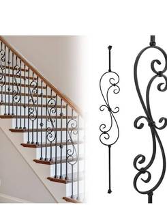 lot 5717 image: 5-Pack Skinny Scroll Iron Balusters for Staircase Interior,44 Decorative Metal Balusters for Decks, S Balusters 12 Square Metal Balusters with Iron Baluster Swivel Shoes