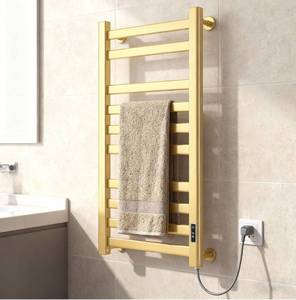 lot 5731 image: Verida Towel Warmer Rack, Heated Towel Rack for Bathroom, Wall-Mounted Plug (Not Hardwired), Aluminum Alloy, with Timer and Temperature Adjustment, Overheat Protection Function(Large Gold)