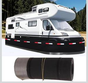 RV Skirting for Winter, Heavy Duty Travel Trailer Skirt with Lock Cable, Windproof, Waterproof & UV Resistant Camper Skirt for Large 5th Wheel & Small Class A RV(92x2.6 ft)