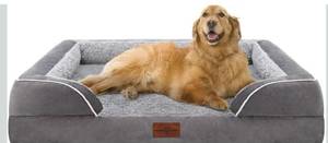 lot 5740 image: Comfort Expression Orthopedic Dog Bed for Extra Large Dogs 42x30 Inch, Waterproof Egg Crate Foam XL Pet Bed with Removable Bolsters, Dog Couch with Washable Cover & Non-Slip Bottom, Grey