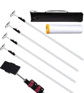 12FT Dust Barrier Poles 4 Pack, Aluminum Alloy Retractable Zipper Wall Poles Kit with Carry Bag and Plastic Film, for Interior Decoration Renovation, Remodeling and Isolation Work