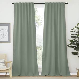 lot 5744 image: NICETOWN Window Treatment Room Darkening Draperies - (Greyish Green Color) 52 Width X 108 Drop, Room Darkening Blackout Curtains and Drapes for Bedroom