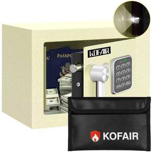 lot 5749 image: KOFAIR Safe Box for Home Safe (0.23 Cubic Feet) with Fireproof Bag, Personal Money Safey for Cash Saving, Mini Safey with Key, Digital Safety Box with Light, Money Lock Box (White)