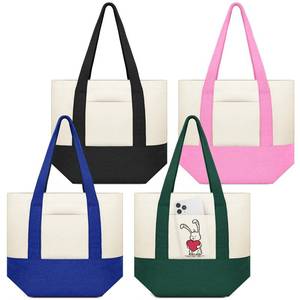 lot 5755 image: Amylove Canvas Tote Bag with Pockets Duty Canvas Sublimation Blank Small Bag Mini Reusable Tote for Crafts DIY(13 X 11,Retro Palette Collection,4 Pcs)